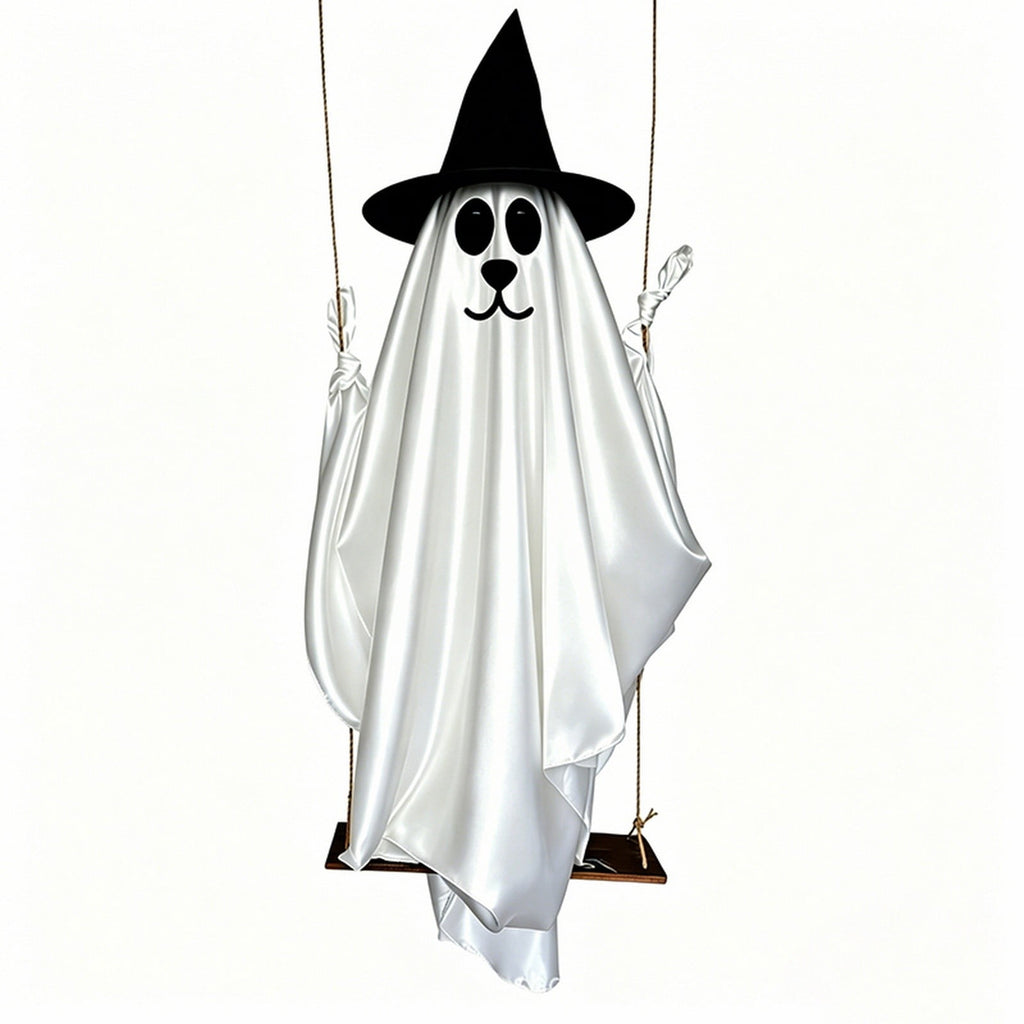 5FT Hanging Ghost Dog Halloween Prop,Swinging Ghost Dog,Animated Outdoor Decor with Motion-Activated Light & Sound for Yard Tree Porch Display