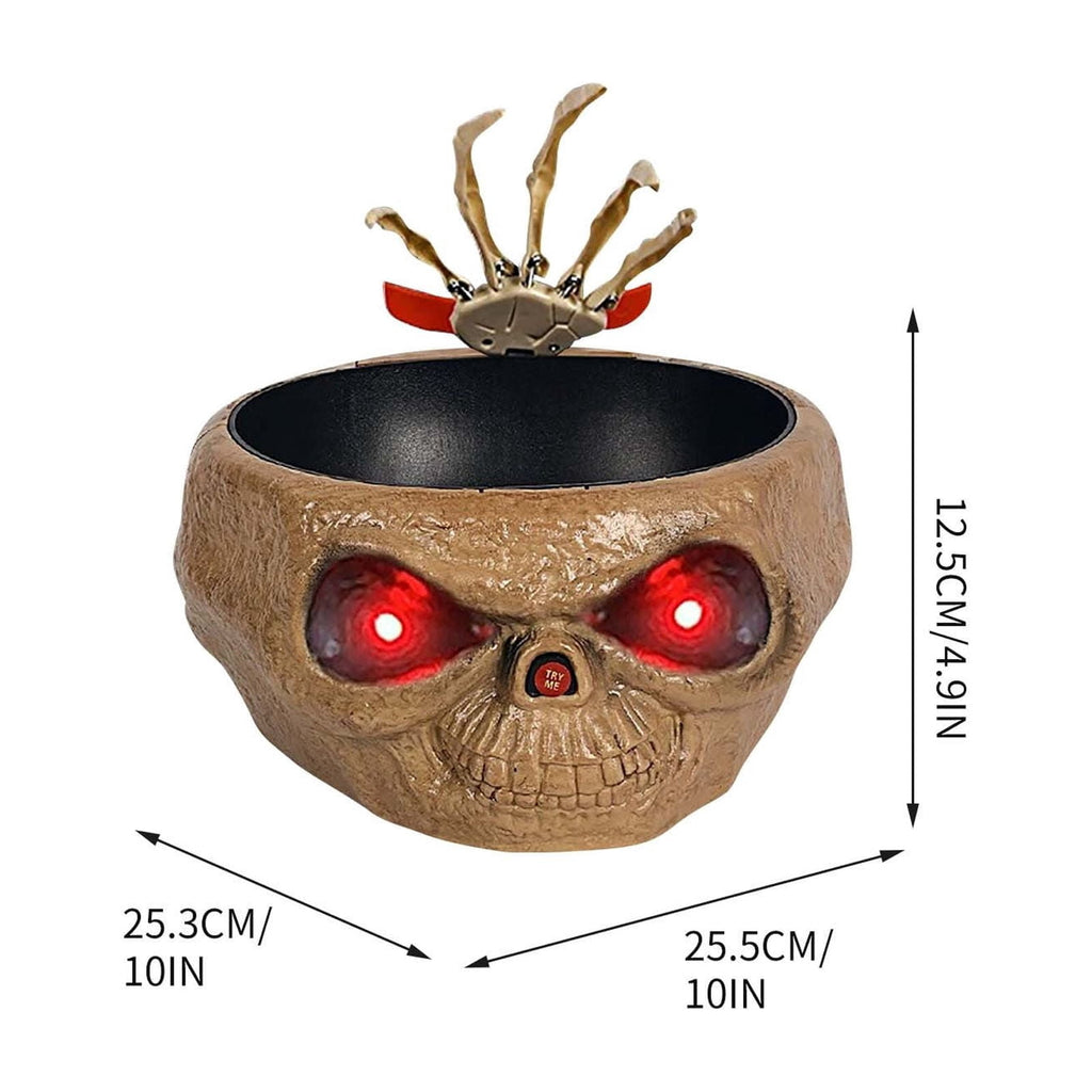 XIA0LE Halloween Candy Bowl Animated Pumpkin Candy Bowl With Moving Skeleton Hand Creepy Sound And Red Eyes For Halloween Decorations Indoors And Trick Or Treats (B)