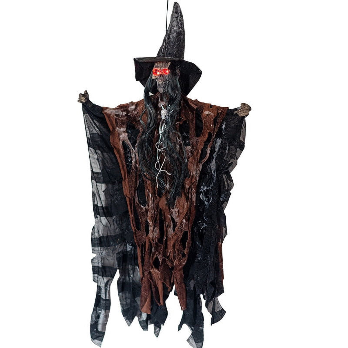 27.5" Halloween Animated Hanging Talking Witch,Sound Activated Ghost Halloween Decor Animatronic Hanging Decorations for Halloween Party Prop Decor,Outdoor Indoor Decorations