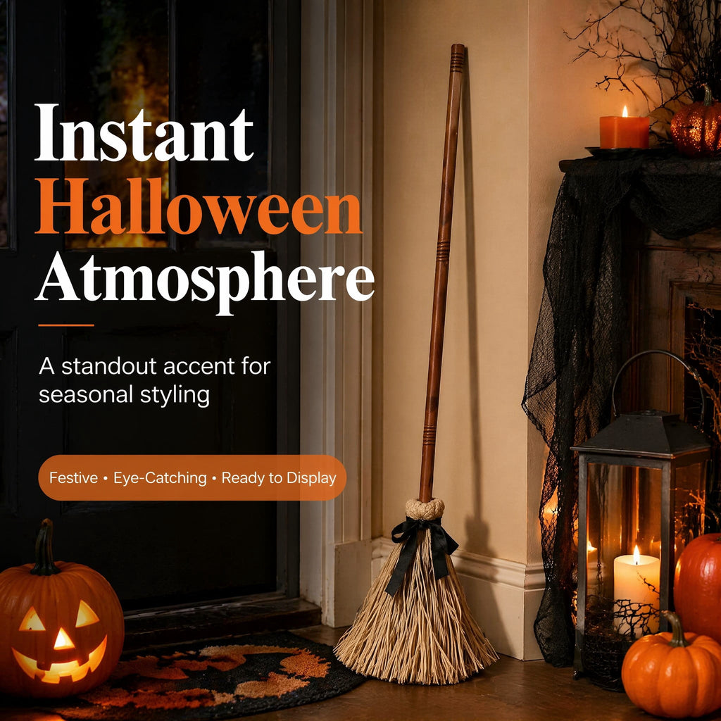 Halloween Magics Broom, Animated Floating Witch Broom with Spooky Sounds, Magicals Animated Halloween Brooms that Moves for Haunted Party Decorations