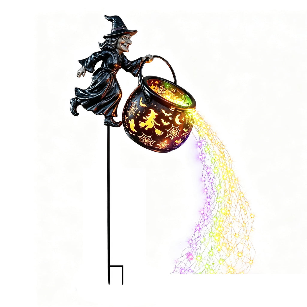 Solar Halloween Metal Moon Black Cat Garden Stake with LED Pumpkin Lantern, Light Up Star Bat Yard Decor Stake, Spooky Outdoor Lawn Pathway Halloween Decoration