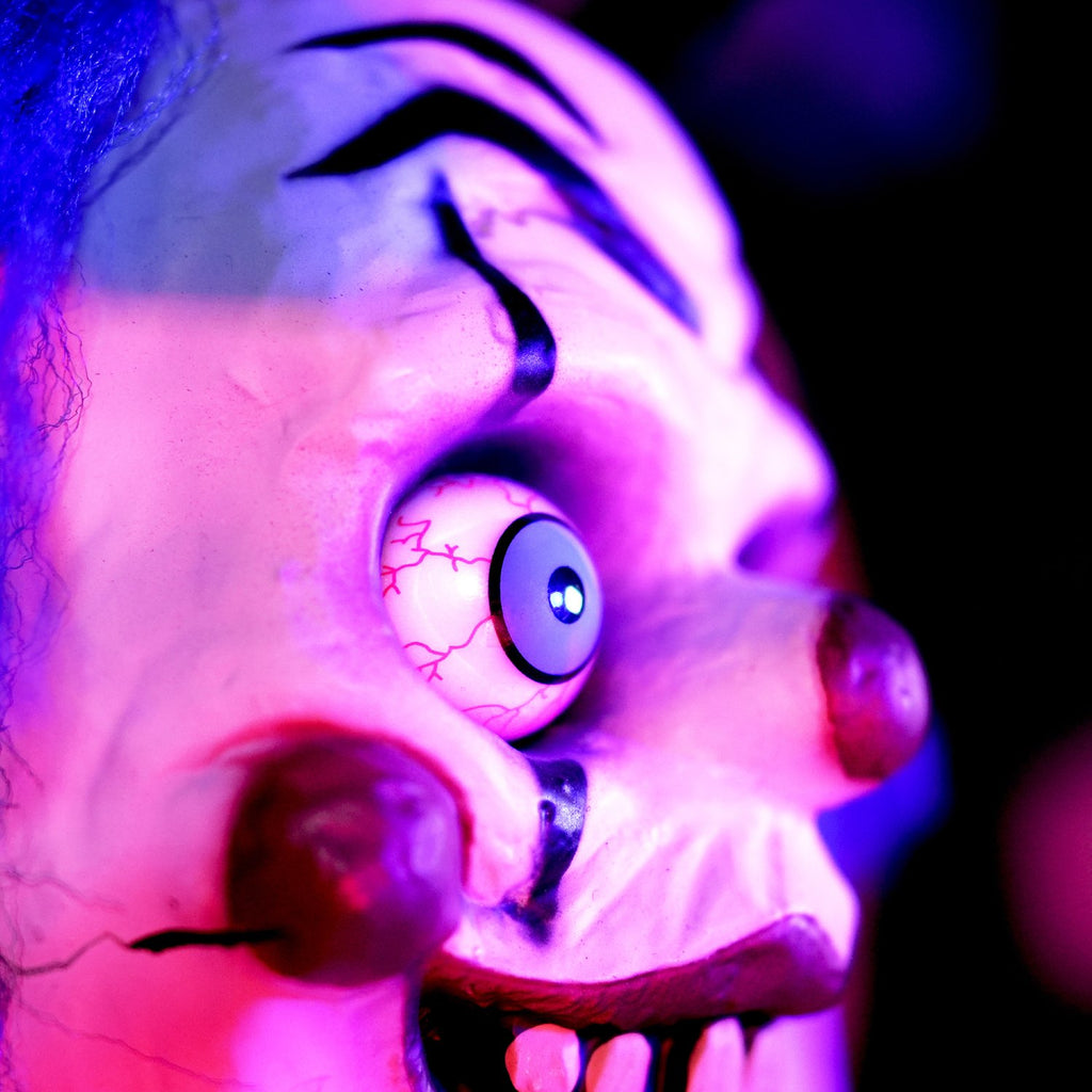 Haunted Hill Farm Red LED Battery-Powered Standing Clown Halloween Animatronic Animated 5.3-ft.