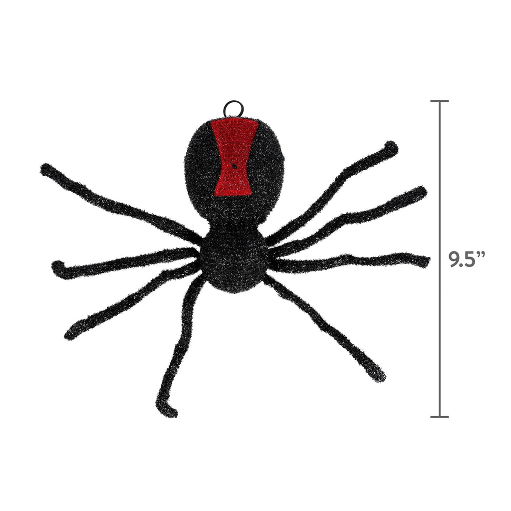 Light-Up Animated Dropping Tinsel Spider Decoration, Black and Red, 2', Halloween by Way To Celebrate