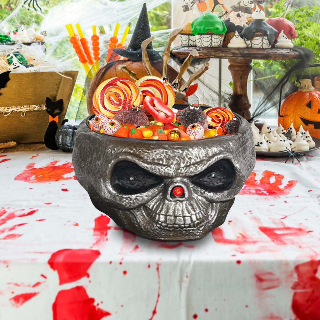 XIA0LE Halloween Candy Bowl Animated Pumpkin Candy Bowl With Moving Skeleton Hand Creepy Sound And Red Eyes For Halloween Decorations Indoors And Trick Or Treats (B)