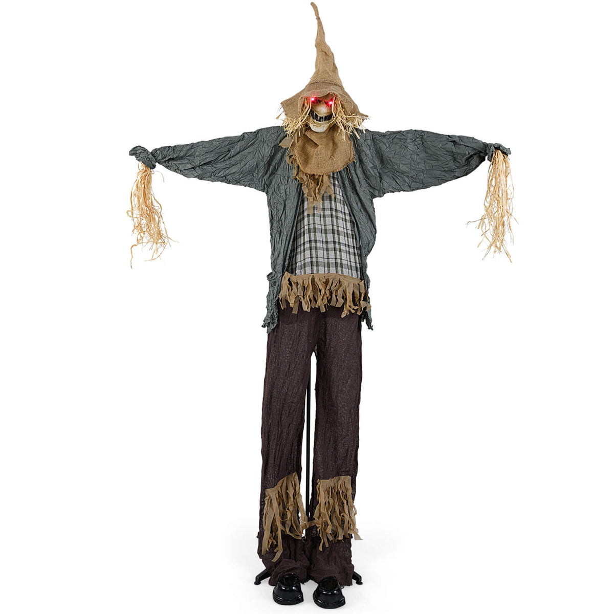 Costway 7 FT Halloween Decoration Animated Standing Scarecrow Light-up Eyes Poseable Arm