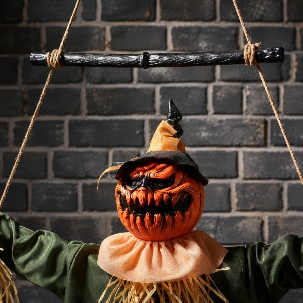 Hanging Halloween Pumpkin Decoration – Motion Sensor Animated Swinging Prop with Light Up Eyes, Spooky Sounds & Scary Movement for Yard, Lawn, Porch or Party