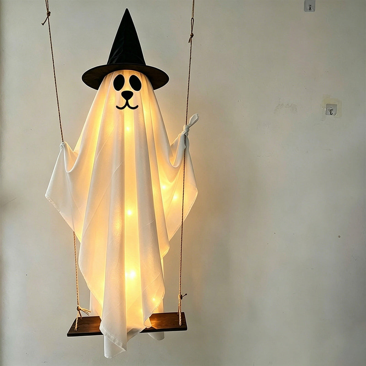 5FT Hanging Ghost Dog Halloween Prop,Swinging Ghost Dog,Animated Outdoor Decor with Motion-Activated Light & Sound for Yard Tree Porch Display