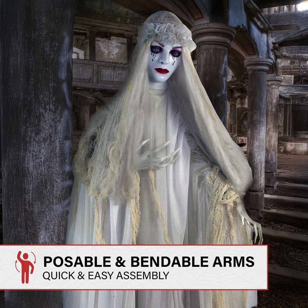Haunted Hill Farm 6.5 Ft Life-Size Animatronic Bride Indoor/Outdoor Halloween Decoration, Multicolor, HHLADY-2FLSA