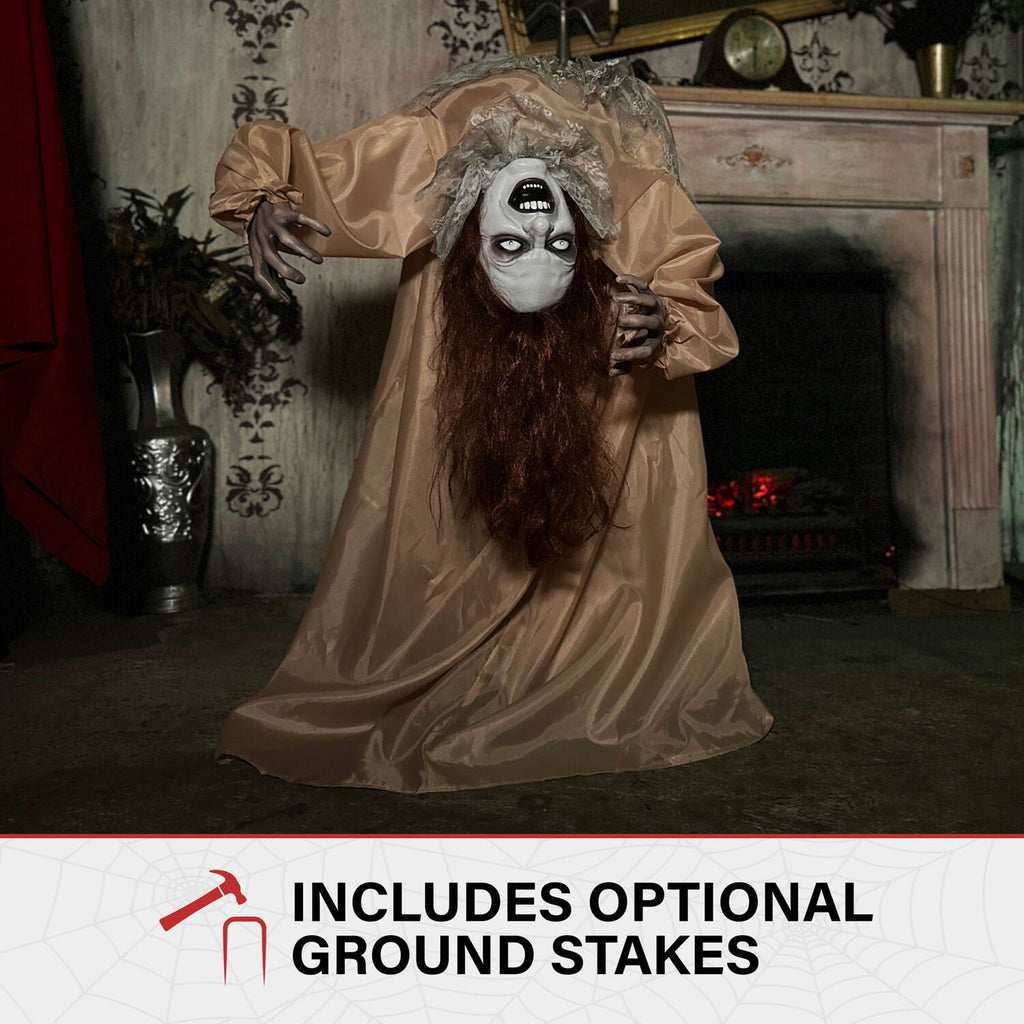 Haunted Hill Farm 4.3 ft Touch-Activated Animated Spectre on Tomb Halloween Accessory, HHRPRTOMB-1FLSA