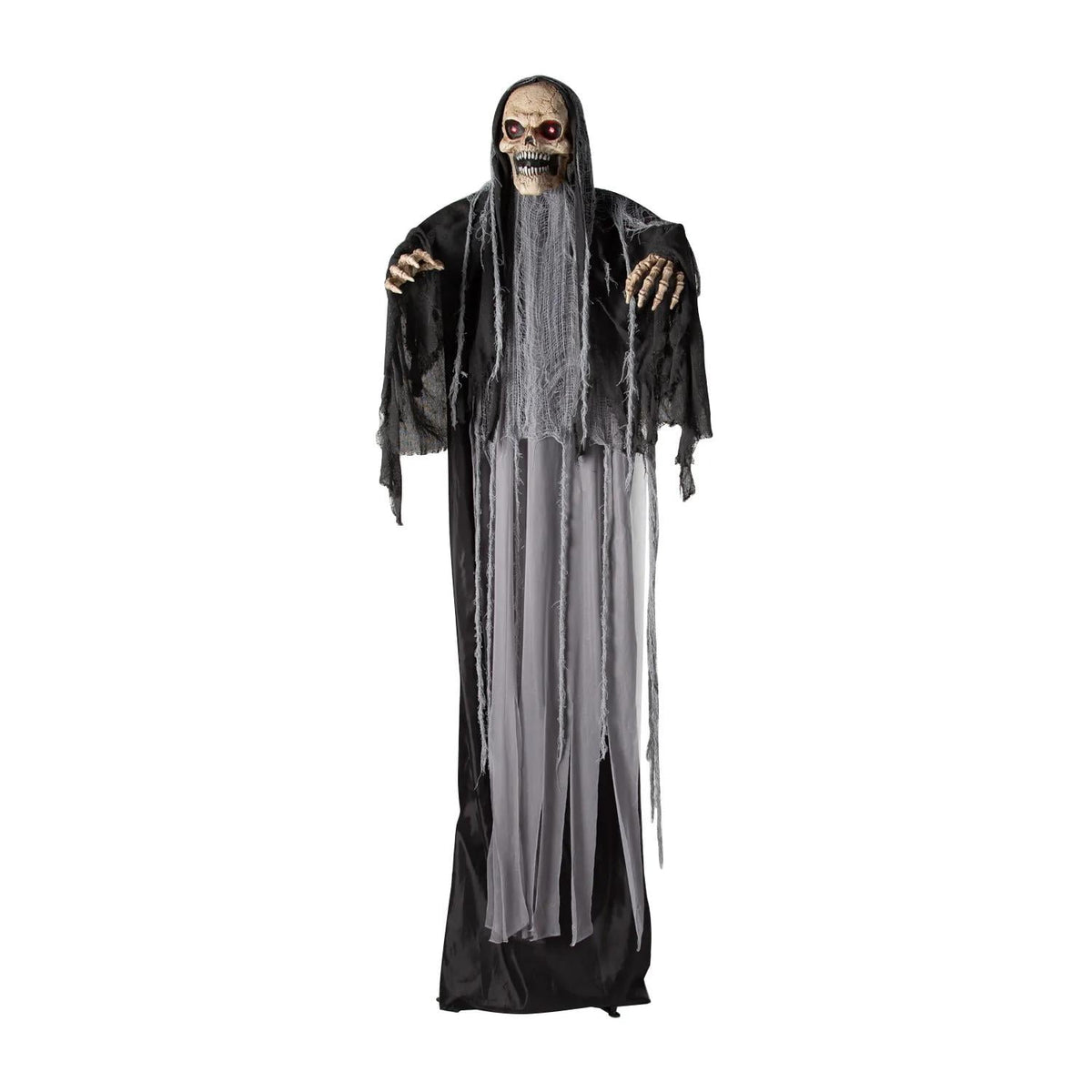 6 Ft. Black & Gray Skeleton Reaper Animated Prop Standing Halloween Decoration
