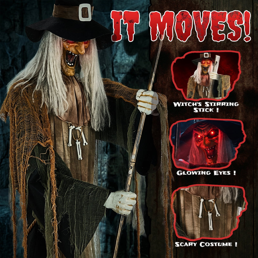 Ktaxon 6ft Pumpkin Man Animated Animatronic Decoration Creepy Halloween w/ Classic Cape Creepy Cloaked Jack-o'-Lantern for Porch & Yard