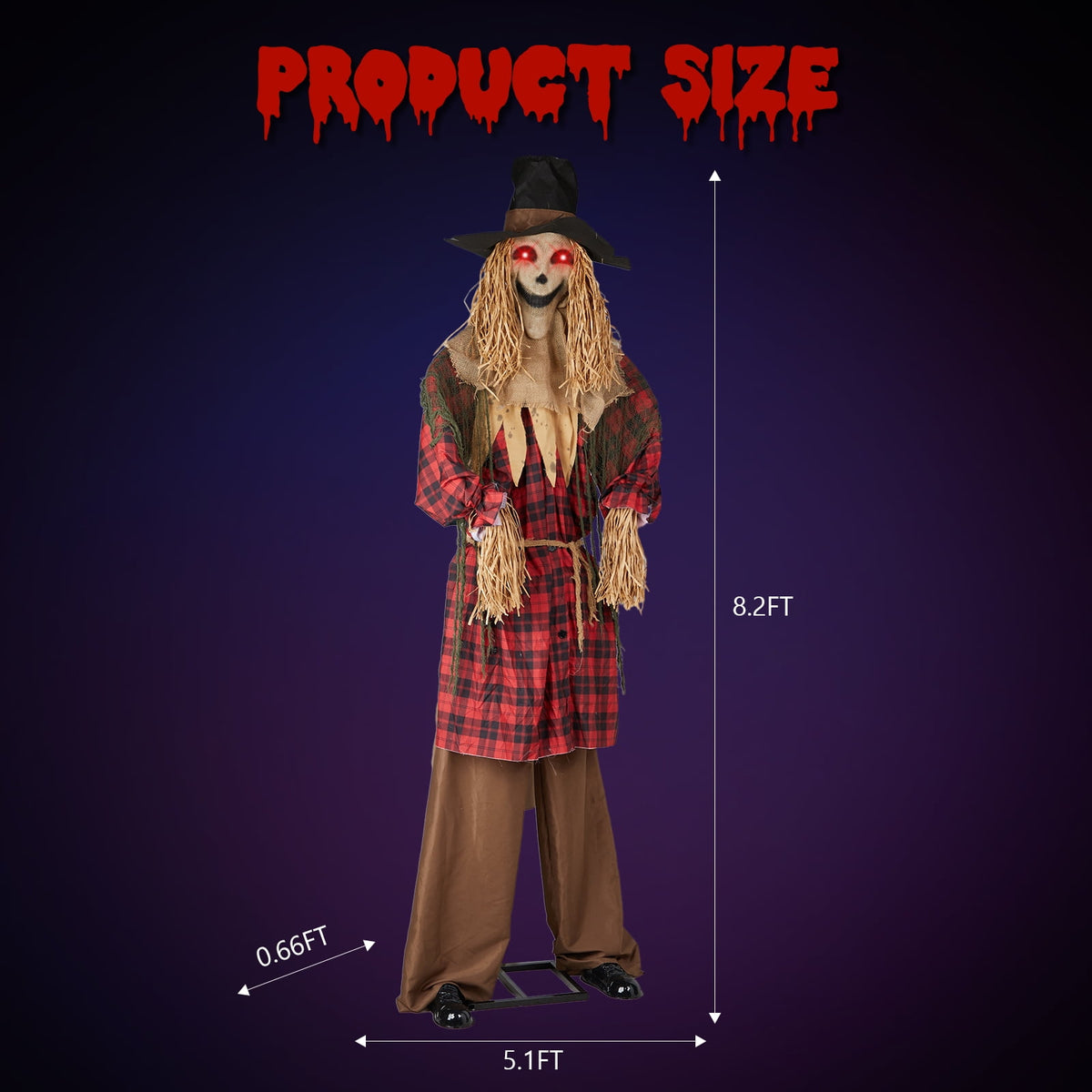 Ktaxon 8.2ft Scarecrow Animated Halloween Decoration Creepy Halloween Animatronics w/ Pre-Recorded Screaming