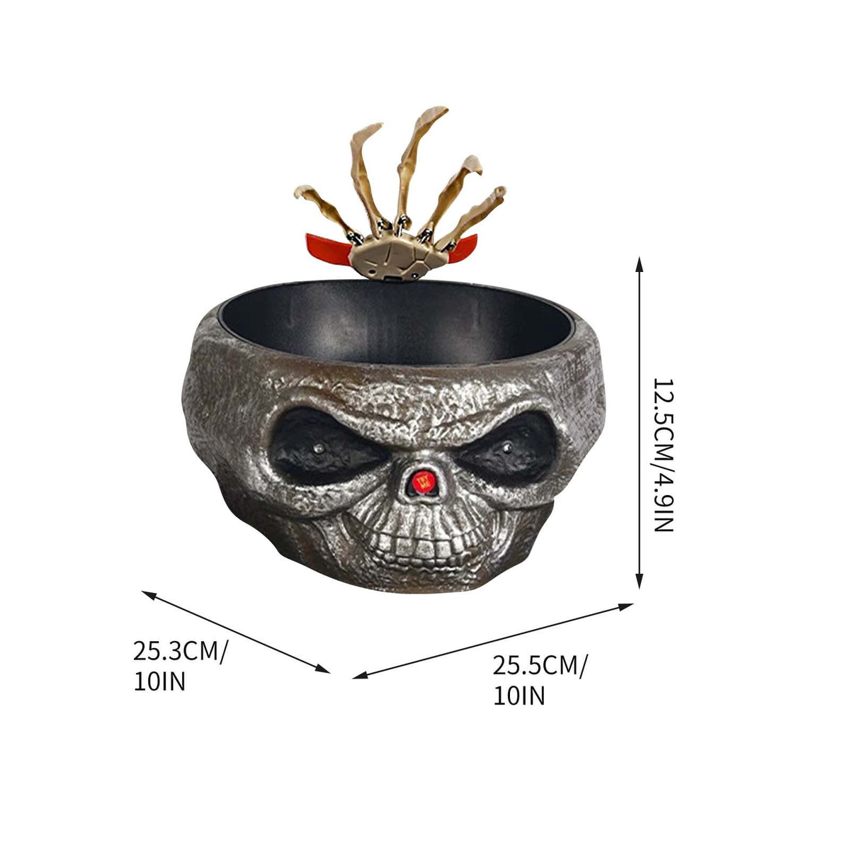 XIA0LE Halloween Candy Bowl Animated Pumpkin Candy Bowl With Moving Skeleton Hand Creepy Sound And Red Eyes For Halloween Decorations Indoors And Trick Or Treats (B)