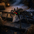Animated Jumping Spider Prop, Fuzzy Halloween Decor With Light Sound, 35.4 in