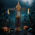 Costway 7 FT Halloween Decoration Animated Standing Scarecrow Light-up Eyes Poseable Arm
