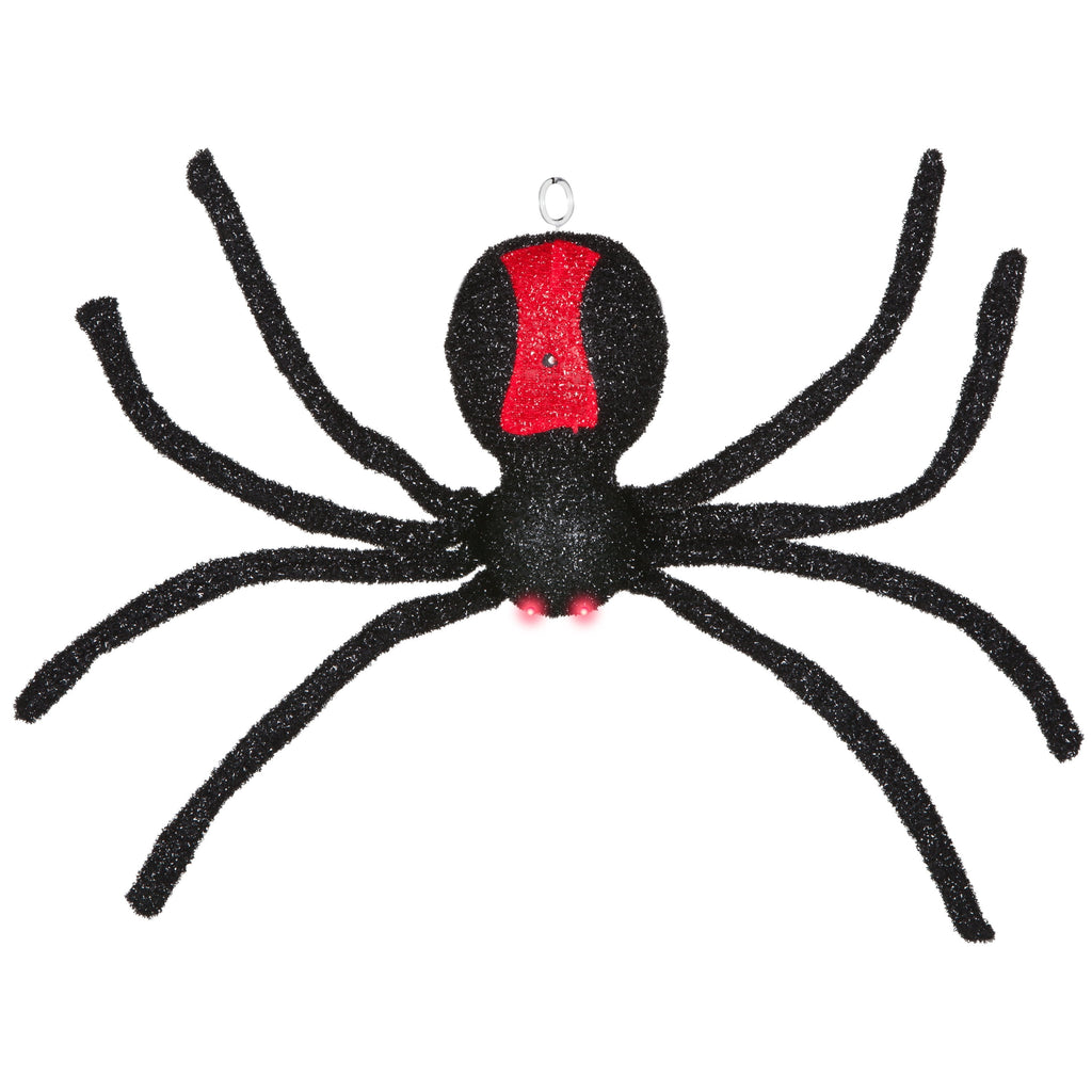 Light-Up Animated Dropping Tinsel Spider Decoration, Black and Red, 2', Halloween by Way To Celebrate