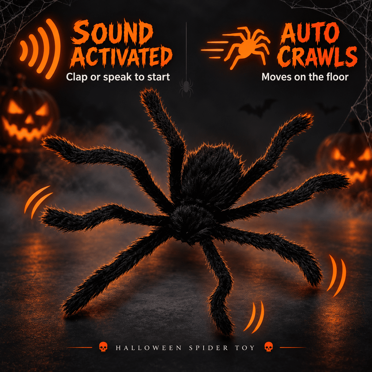 Diceymbol 36 in Voice Activated Crawling Spider Halloween Decorations Outdoor Indoor, Automatic Animated Spider for Home, Bar and Party Decor