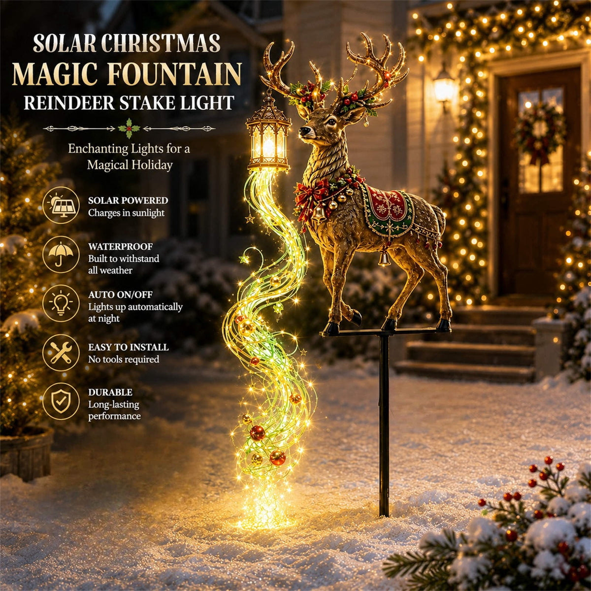 Halloween Witch Cauldron Garden Stake Lights, 2.7Ft LED Color Waterfall-Style Light Flow Flying Witch Garden Stake, Waterproof Weather Resistant Projector Lights for Outdoor Yard, Lawn, Pathway
