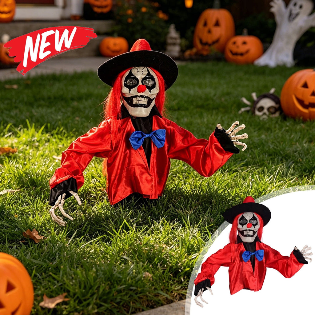 Halloween Decorations Savings, Halloween Animated Yard Stake: Voice-Activated Light Up Clown, Spooky Halloween Decor for Outdoor Patio Garden with Sound & Glow, Halloween Decorations Outdoor