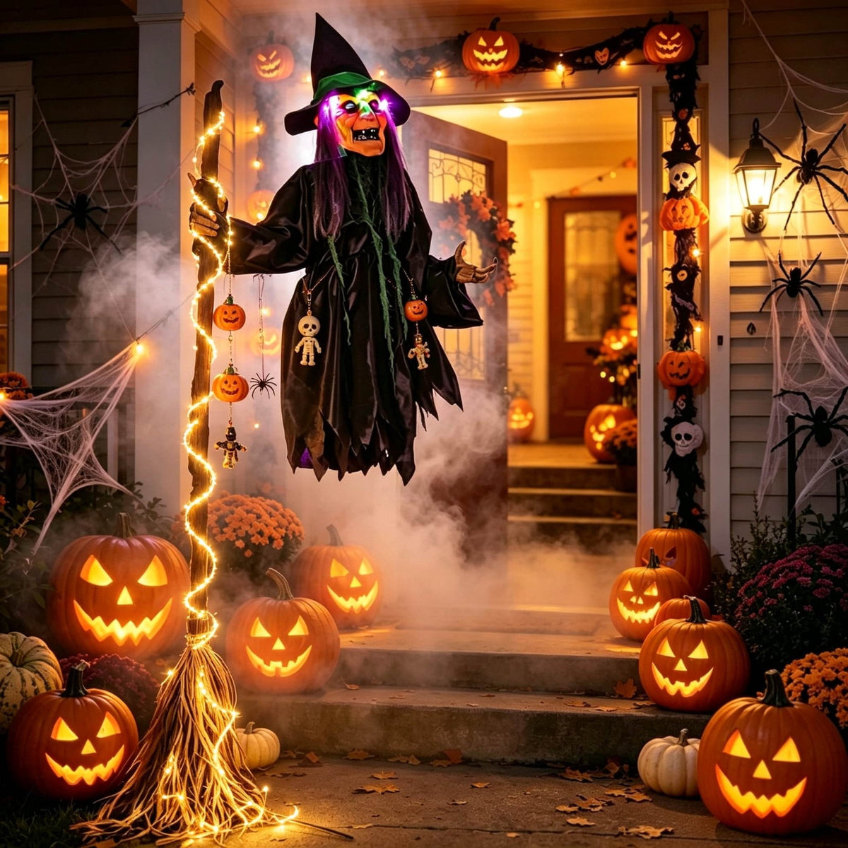 The Enchanted Witch Garden Wind Spinner, Halloween Garden Stake Decoration with Witch & Bat, for Garden, Patio, Pathway Decoration, 1pc