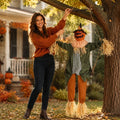 Hanging Halloween Pumpkin Decoration – Motion Sensor Animated Swinging Prop with Light Up Eyes, Spooky Sounds & Scary Movement for Yard, Lawn, Porch or Party