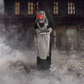Haunted Hill Farm 5 ft Life-Size Animatronic Indoor/Covered Outdoor Zombie Maid Halloween Decoration, HHLADY-4FLSA