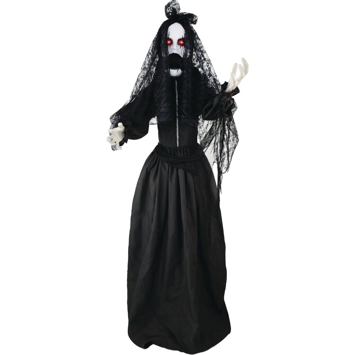 Haunted Hill Farm 6.5 Ft Life-Size Animatronic Bride Indoor/Outdoor Halloween Decoration, Multicolor, HHLADY-2FLSA