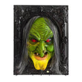 Leeye Motion Sensor Halloween Witch Wall Hanging, Haunted Talking Witch Picture Frame with Sound Activation, Scary Animated Witch Wall Decor for Indoor Party Haunted House