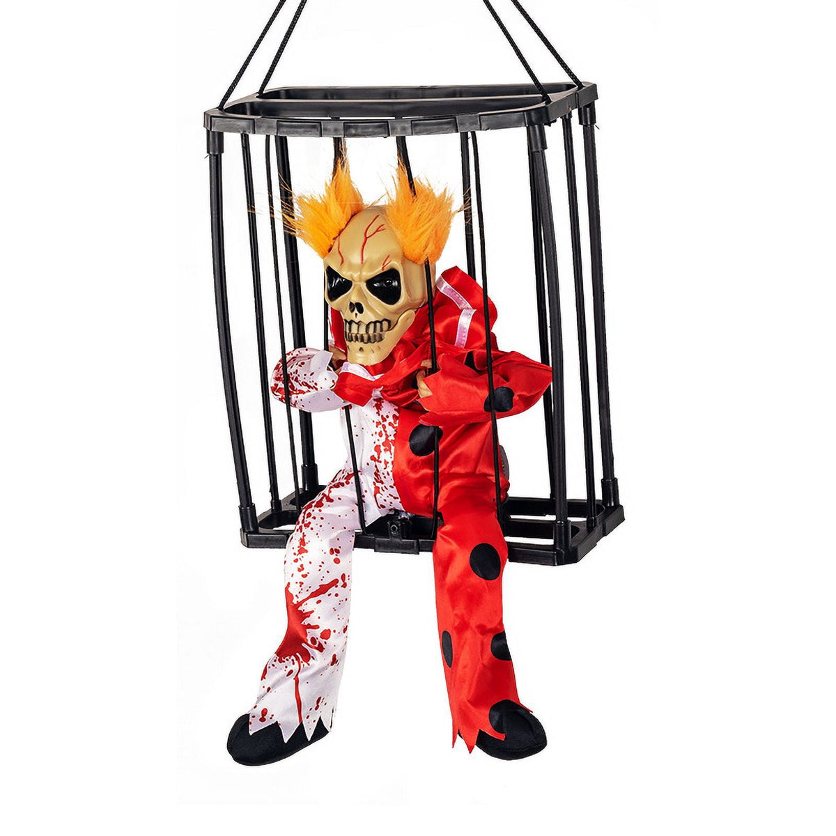 Magotan Screaming Animated Halloween Decorations, Outdoor Indoor Hanging Spooky Halloween Decoration, Scary Skull Cage with Motion Sensor