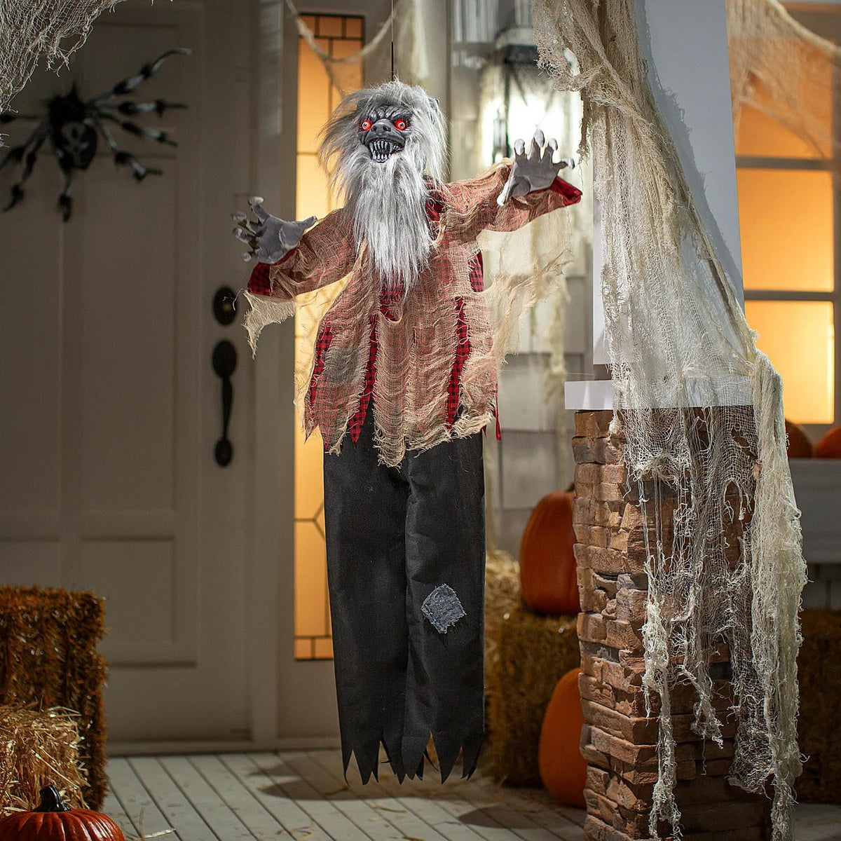 31 1/2" x 47 1/4" Hanging Tattered Werewolf Animated Prop Halloween Decoration