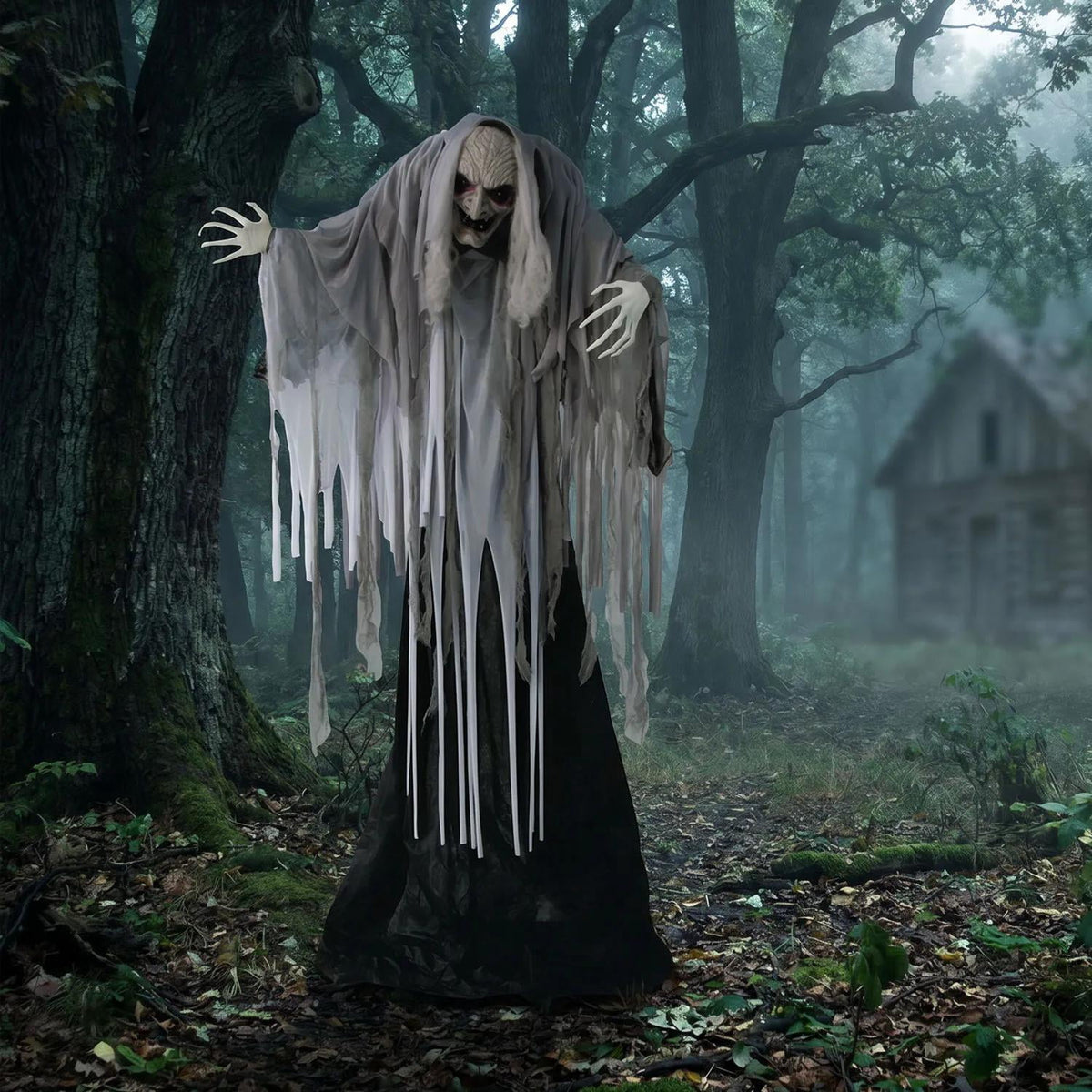 5 Ft. 5" Animated Standing Wrinkled Reaper with Hair Halloween Decoration