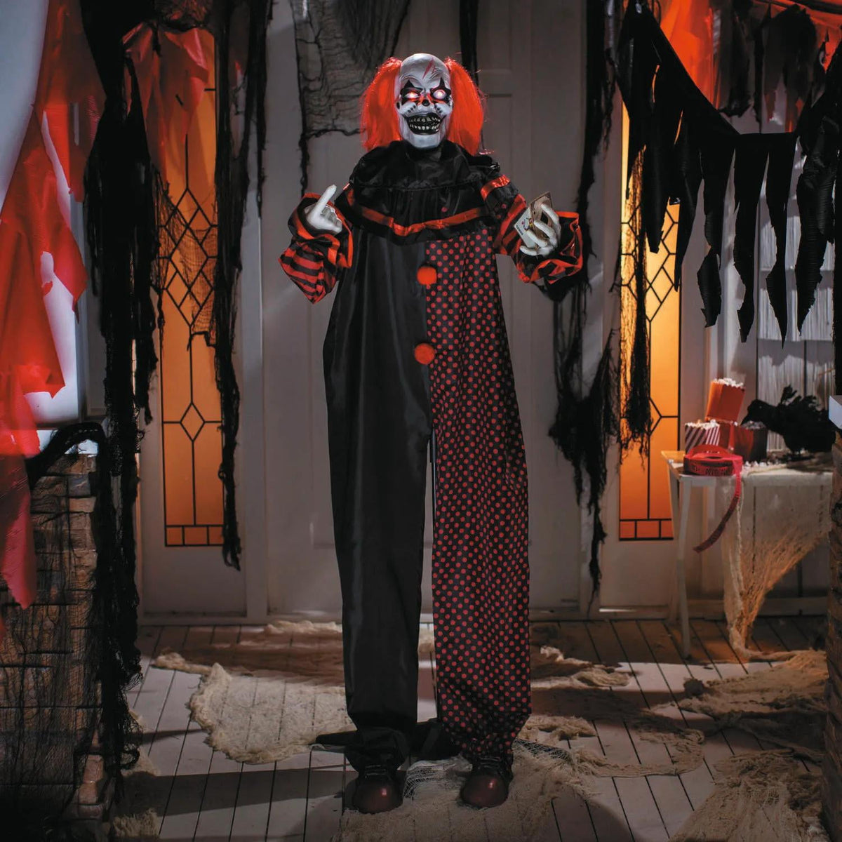 6 Ft. Animated Standing Double-Head Pop-Up Clown Halloween Decoration