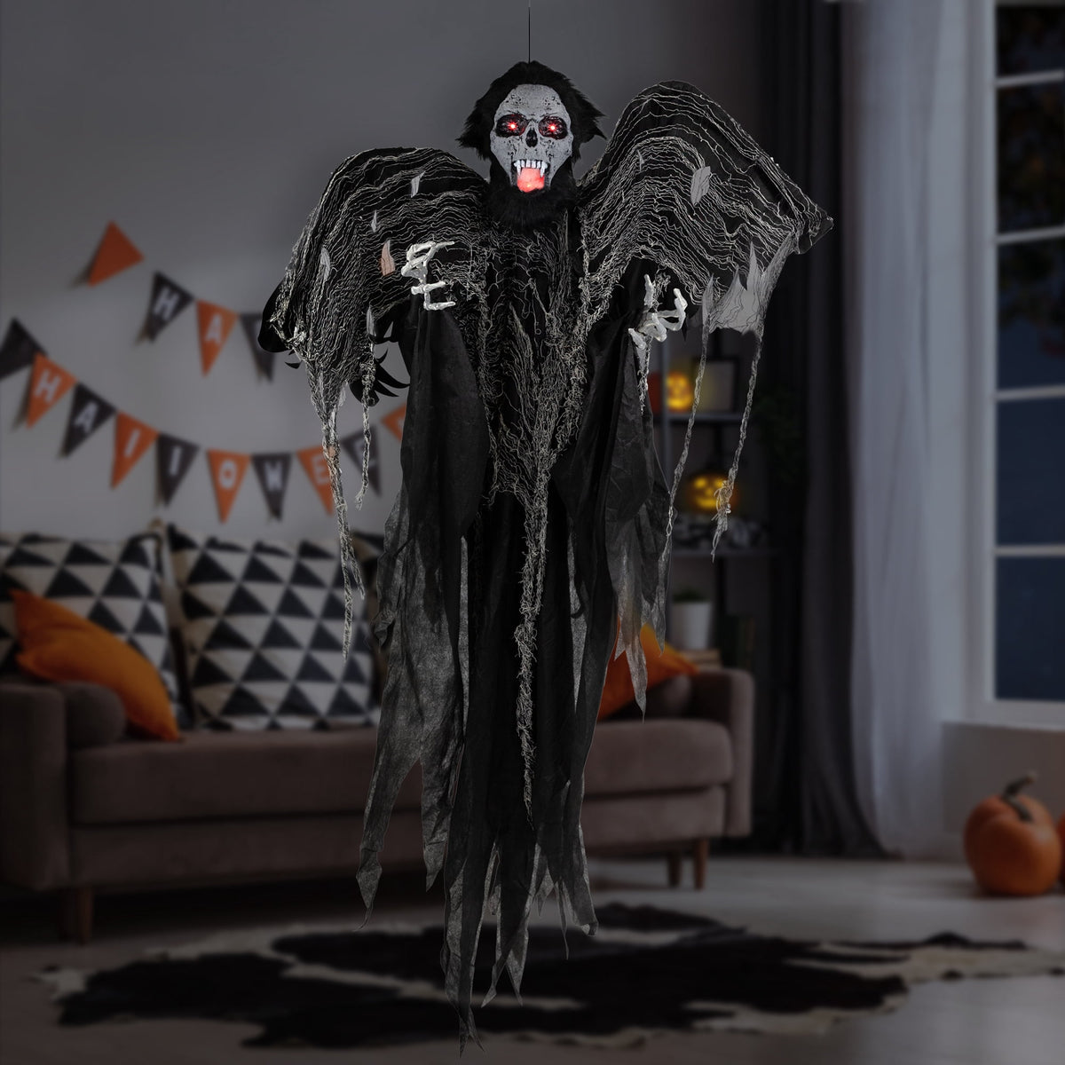 Northlight Animated Hanging Zombie Vampire with Lights and Sound Halloween Decoration - 5'
