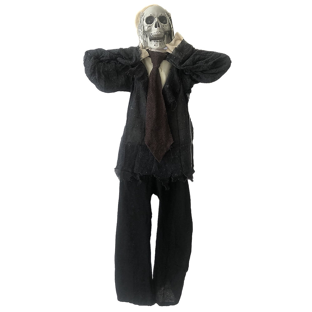 Sunstar Skull Man Light-Up Animated Hanging Halloween Decoration - 43 in x 15 in