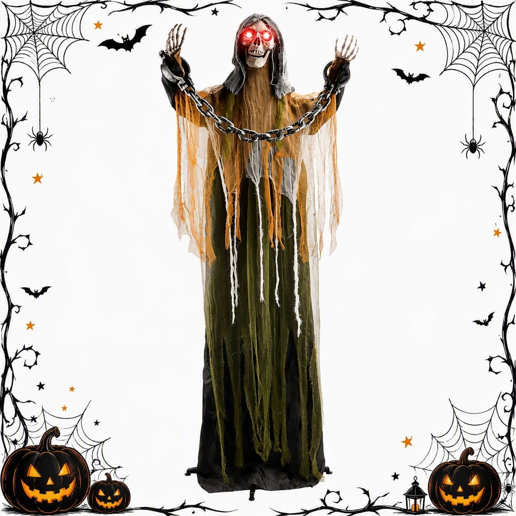 Weswose 6 Ft Animated Halloween Skeleton Prop - Sound & Touch Activated Animatronic with Glowing Head & Spooky Sounds, Outdoor Indoor Yard Decoration