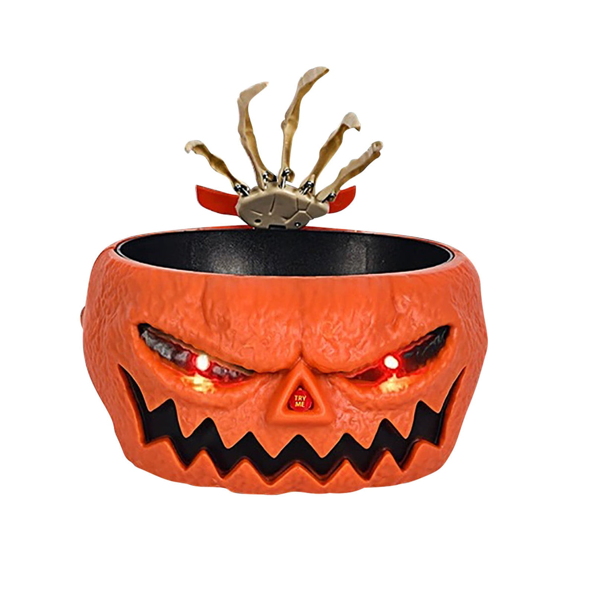 XIA0LE Halloween Candy Bowl Animated Pumpkin Candy Bowl With Moving Skeleton Hand Creepy Sound And Red Eyes For Halloween Decorations Indoors And Trick Or Treats (B)
