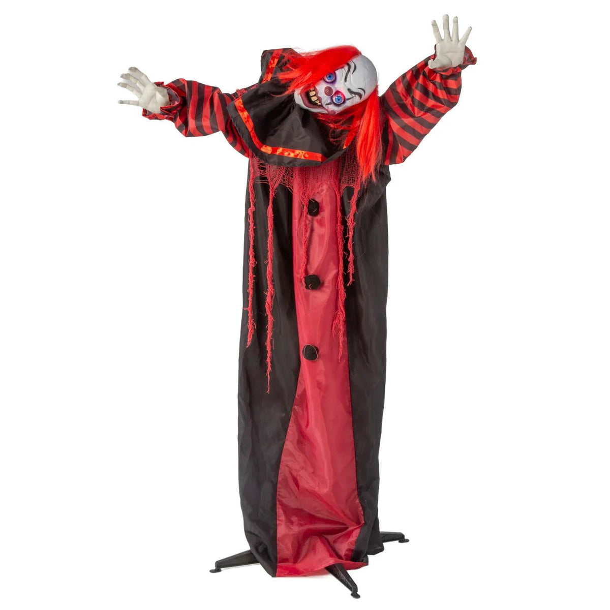 5 Ft. Animated Standing Black & Red Clown Halloween Decoration