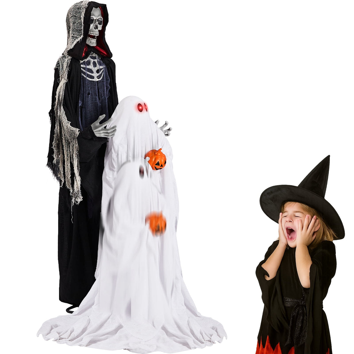 Ktaxon 8.2ft Scarecrow Animated Halloween Decoration Creepy Halloween Animatronics w/ Pre-Recorded Screaming