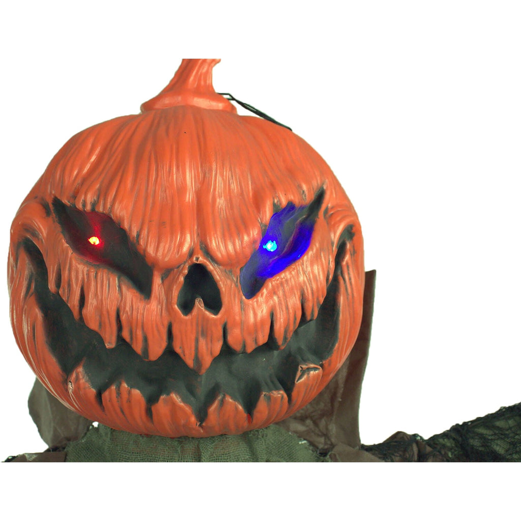Haunted Hill Farm 6.6 ft Life-Size Animatronic Scarecrow Battery-Operated, Multicolor