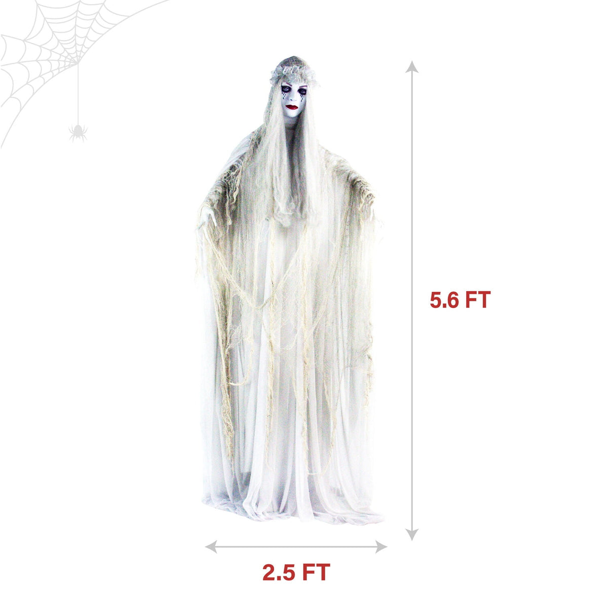 Haunted Hill Farm 6.5 Ft Life-Size Animatronic Bride Indoor/Outdoor Halloween Decoration, Multicolor, HHLADY-2FLSA