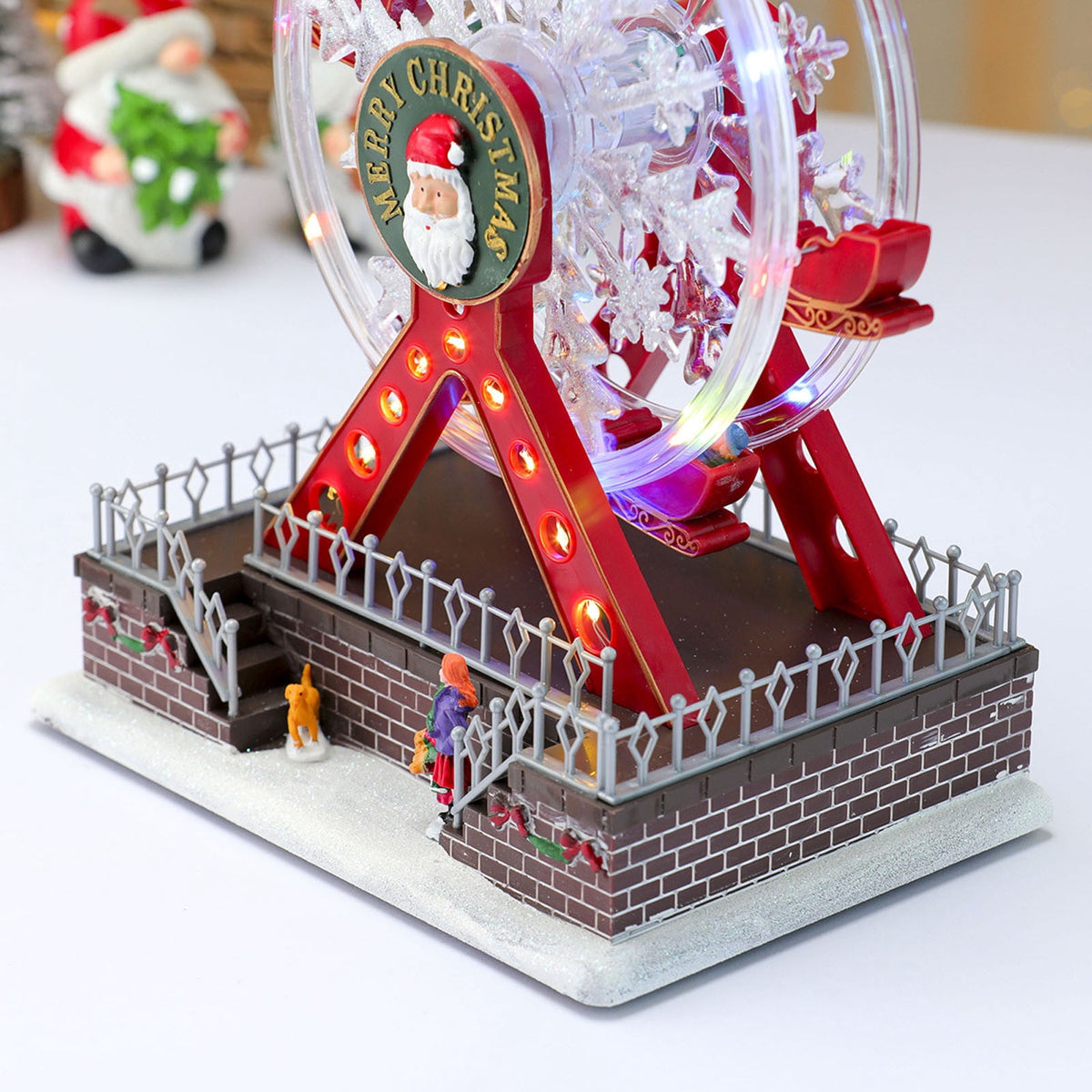 RICHMJ Christmas Rotating Ferris Wheel with LED Lights,Accompanied by Cheerful Music,Creates Festive Atmosphere,Christmas Animated Decor