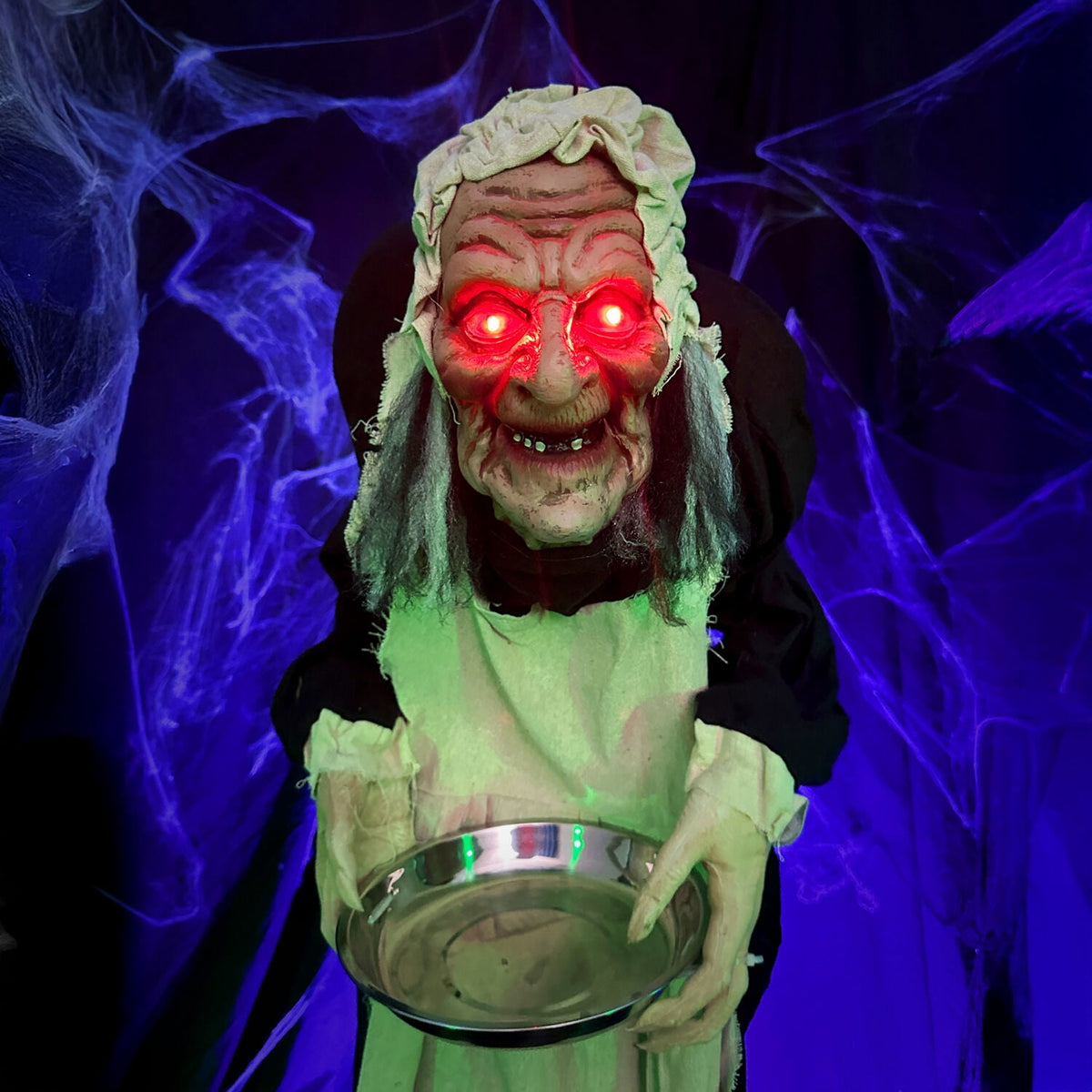 Haunted Hill Farm 5 ft Life-Size Animatronic Indoor/Covered Outdoor Zombie Maid Halloween Decoration, HHLADY-4FLSA
