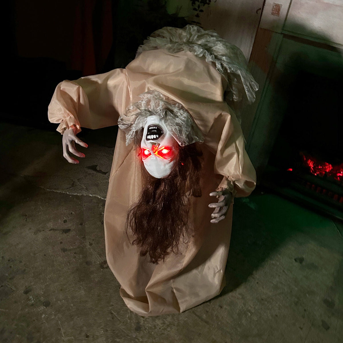 Haunted Hill Farm 4.3 ft Touch-Activated Animated Spectre on Tomb Halloween Accessory, HHRPRTOMB-1FLSA