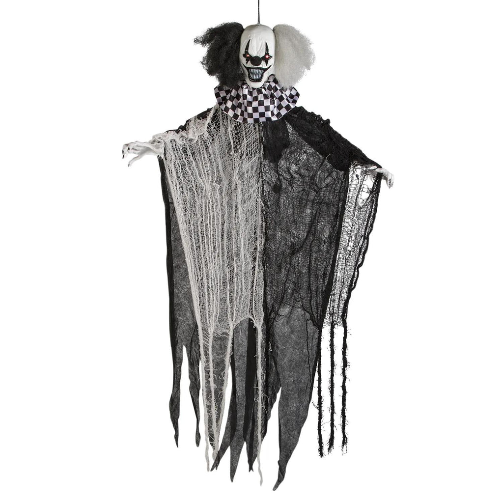 Morris Costumes 4 ft Hanging Animated Black & White Clown Decoration - Gray