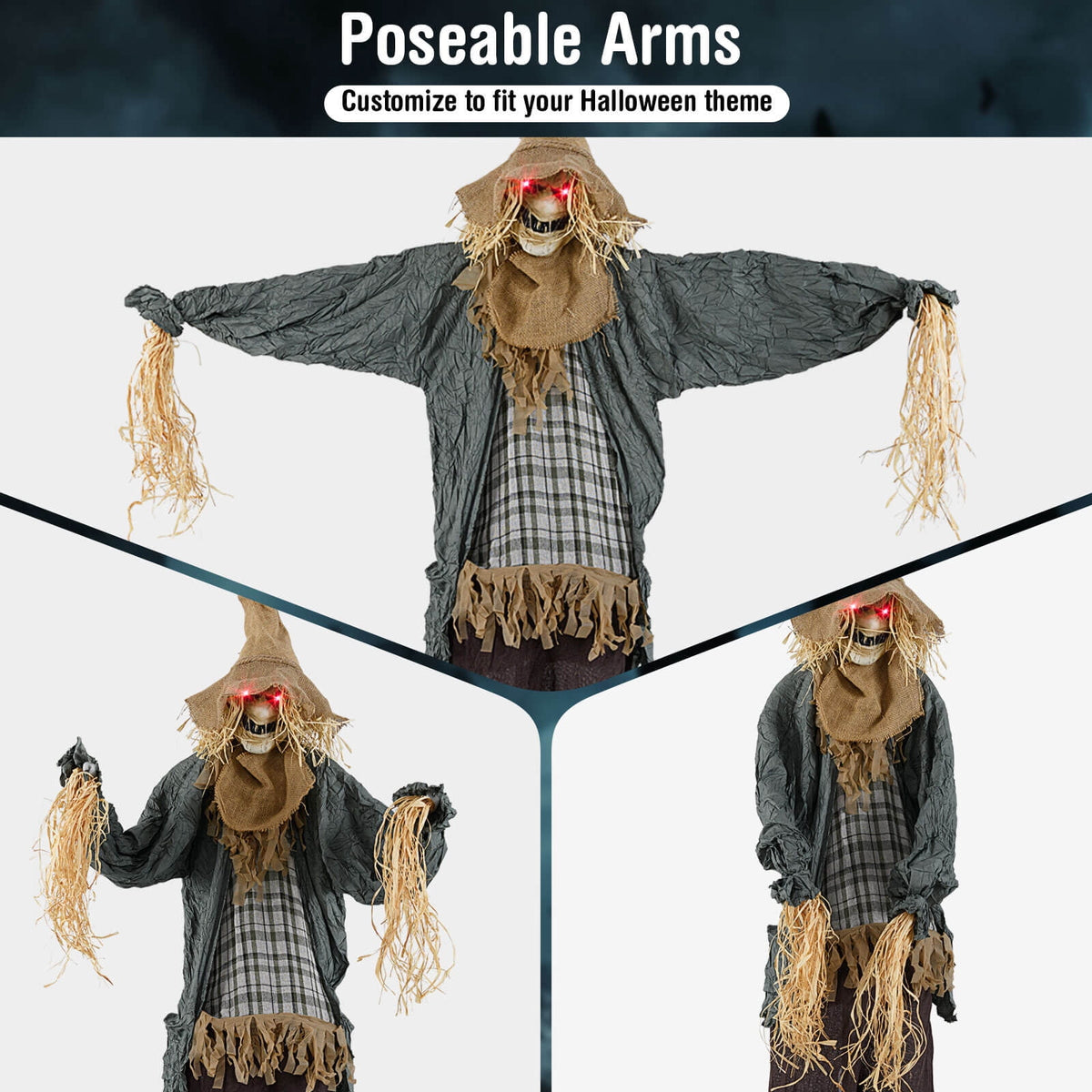 Costway 7 FT Halloween Decoration Animated Standing Scarecrow Light-up Eyes Poseable Arm