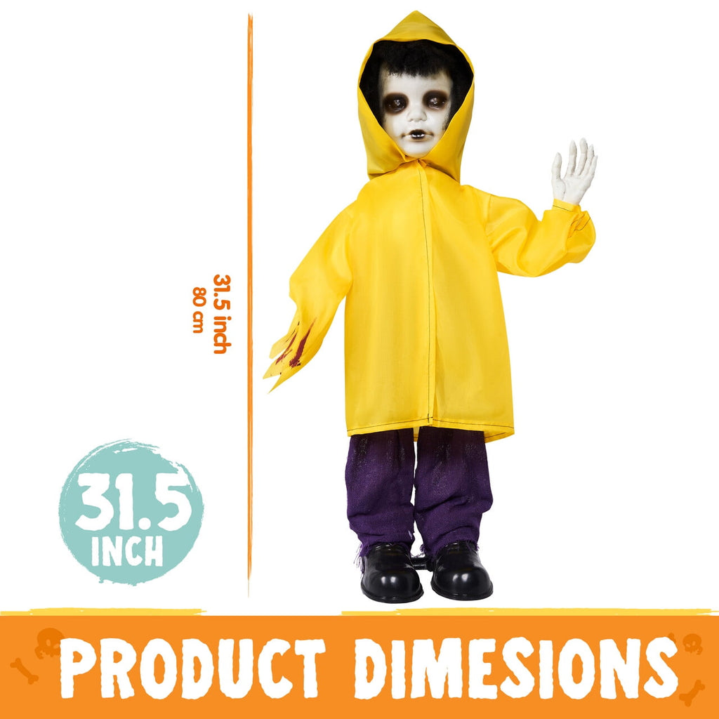 Joyfy 67"(5.6ft) Standing Ghost Large Halloween Decorations Outdoor, Sound-Actived Skeleton with Glowing Eyes & Creepy Sound, Scary Halloween Life Size Animatronics, Haunted House Props for Yard Lawn