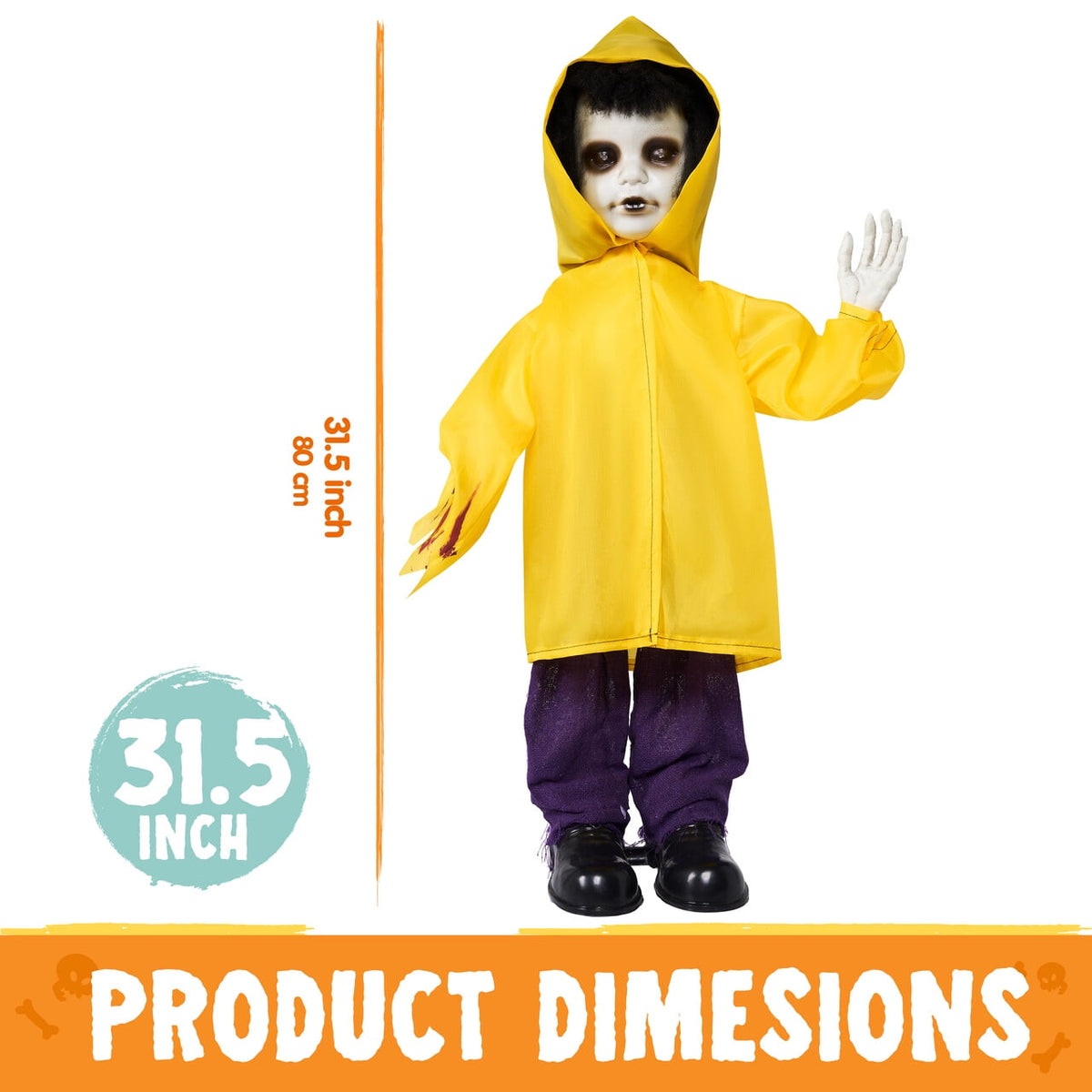 Joyfy 67"(5.6ft) Standing Ghost Large Halloween Decorations Outdoor, Sound-Actived Skeleton with Glowing Eyes & Creepy Sound, Scary Halloween Life Size Animatronics, Haunted House Props for Yard Lawn