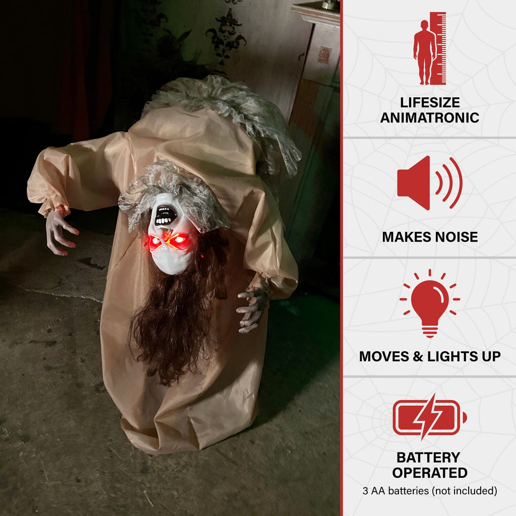 Haunted Hill Farm 4.3 ft Touch-Activated Animated Spectre on Tomb Halloween Accessory, HHRPRTOMB-1FLSA