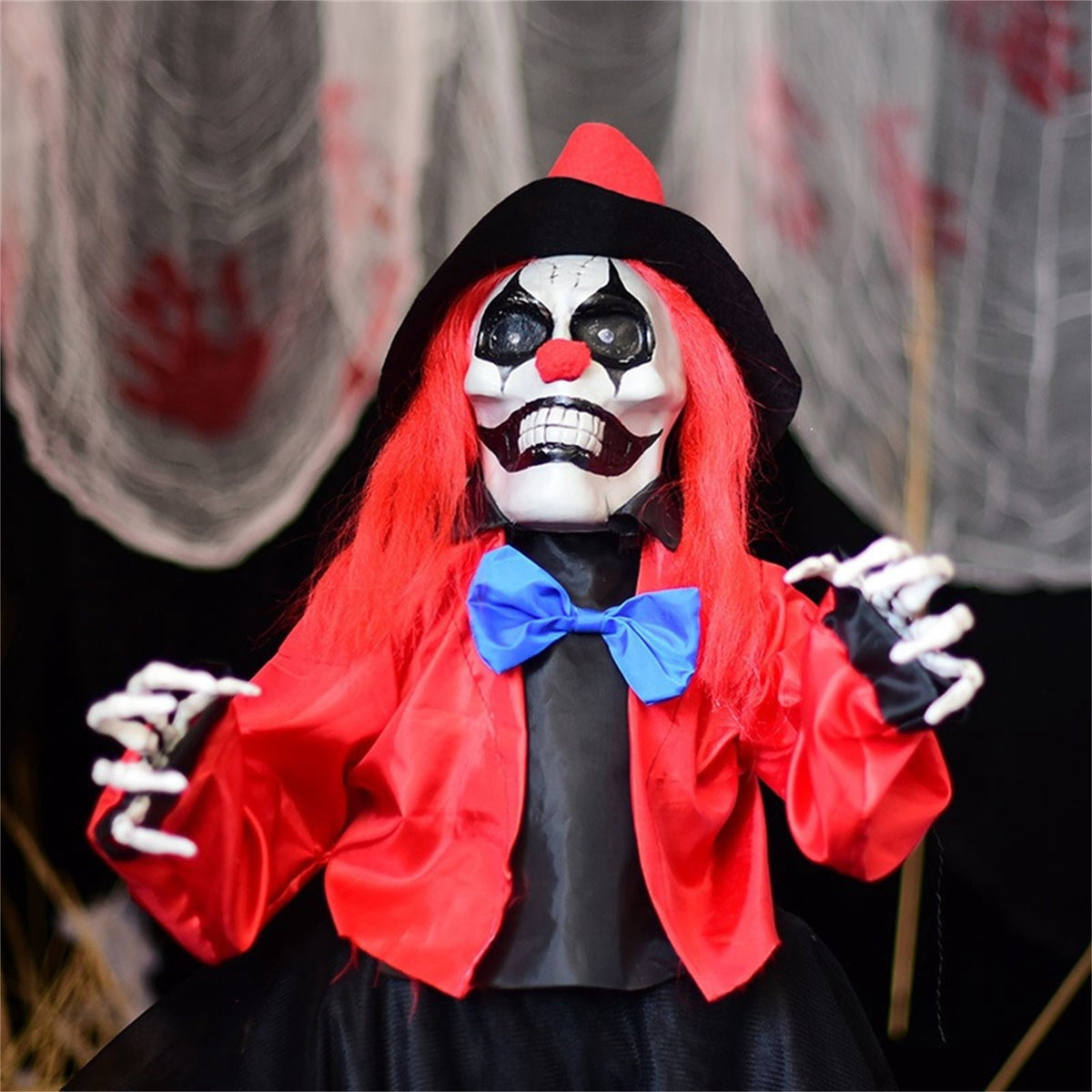 Halloween Animated Clown Groundbreaker Decoration, Horror Ghost Skeleton Yard Stake Prop, Haunted House Outdoor Lawn Garden Decor
