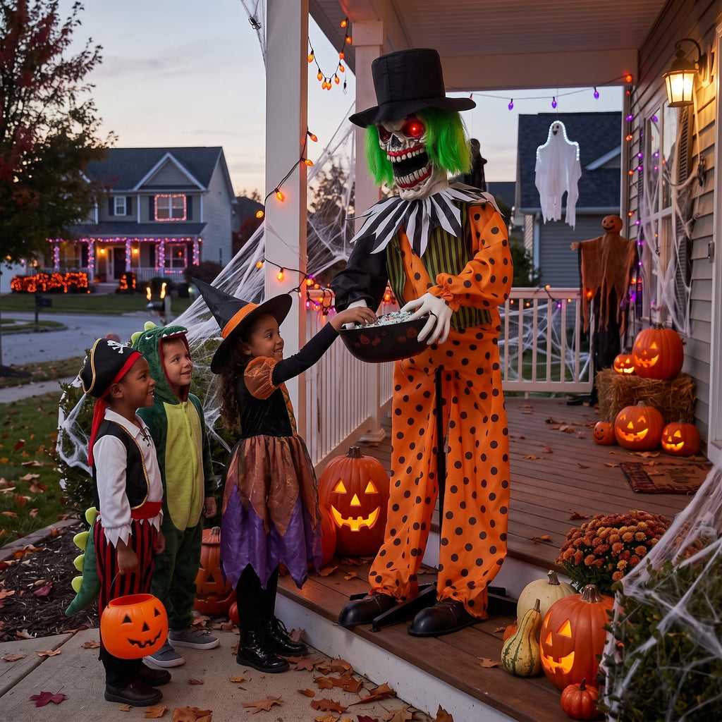 Joyfy 67"(5.6ft) Standing Ghost Large Halloween Decorations Outdoor, Sound-Actived Skeleton with Glowing Eyes & Creepy Sound, Scary Halloween Life Size Animatronics, Haunted House Props for Yard Lawn